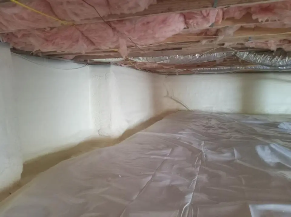 Crawl space encapsulation with closed-cell spray foam for Flat Roof Repair in Concord